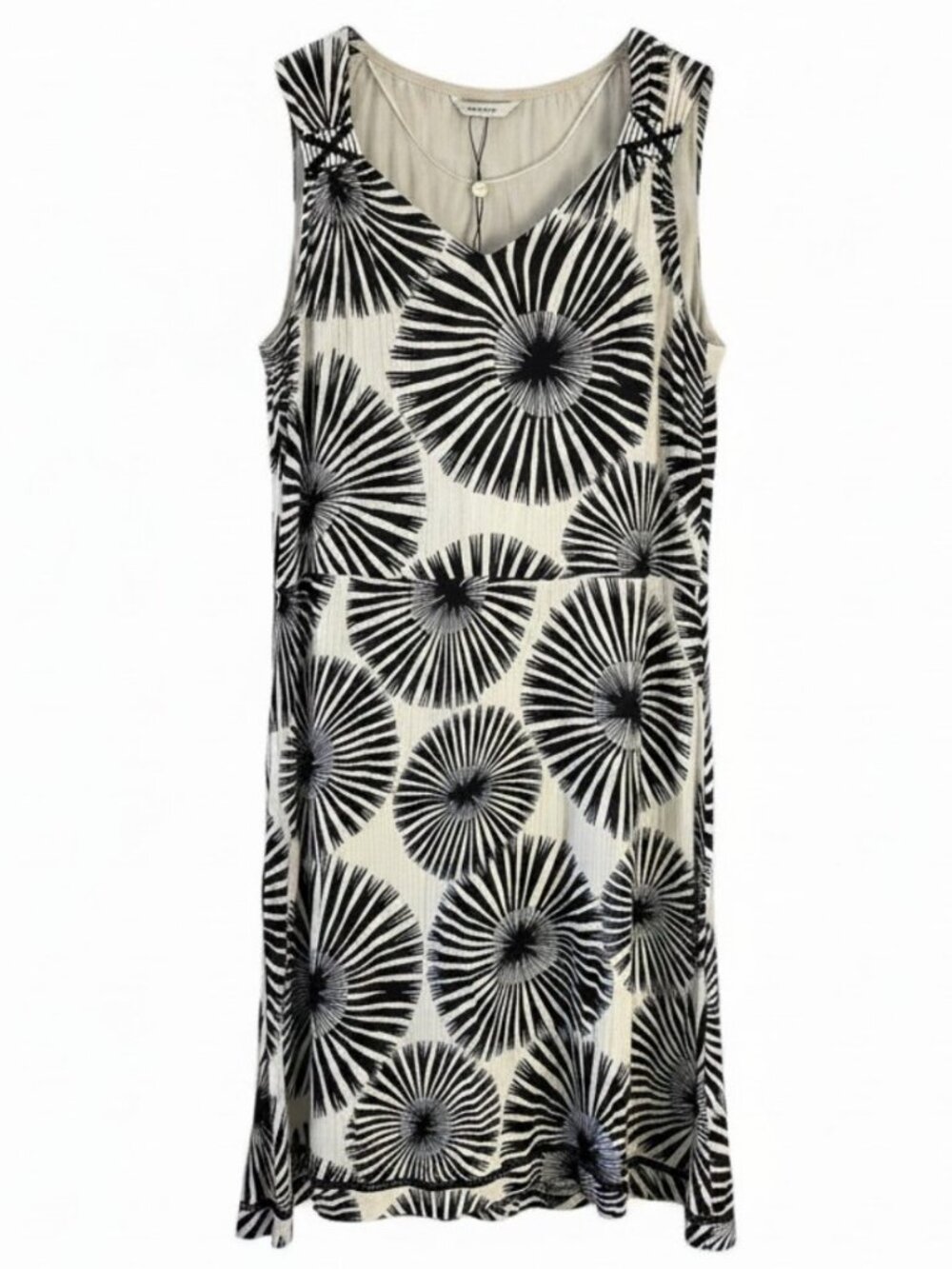 SANDWICH__ Black Cream Abstract Print Shift Dress Sleeveless Boho size 36